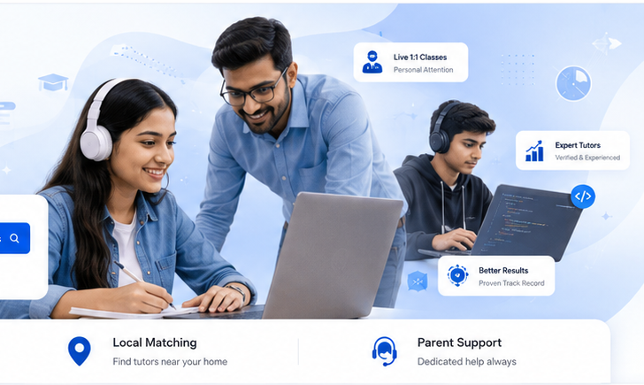 Tutor helping students with academic and technology learning